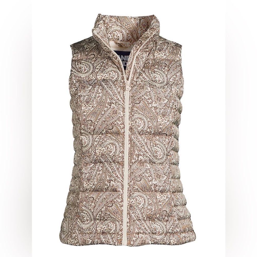 Lands’ End Paisley Quilted Puffer Vest XS | NWOT Zip Front Layering - Picture 2 of 8